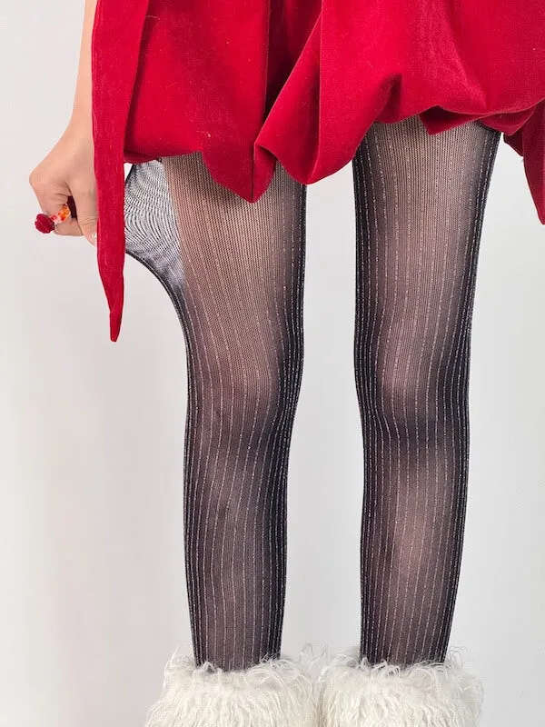 Sparkling shiny striped tights