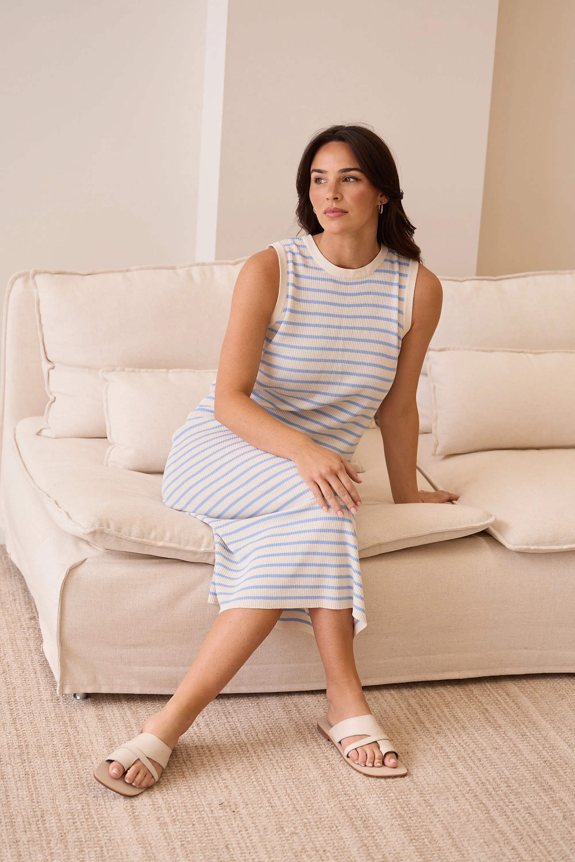 Squad Dress, Blue Ecru