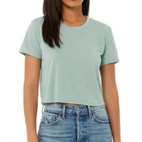 Womens Flowy Cropped T-Shirt (Dusty Blue)
