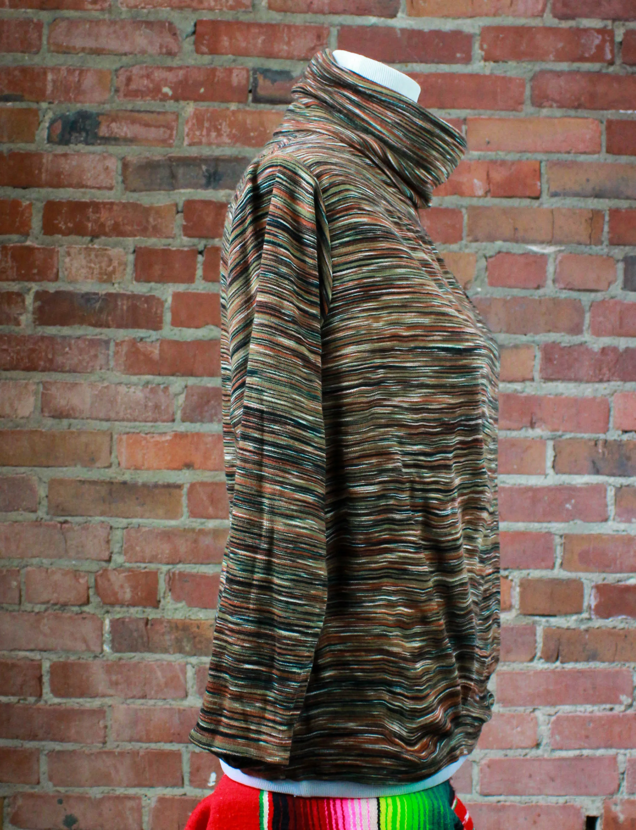 Women's Vintage 70's Turtleneck Sweater Space Dye Pullover Medium