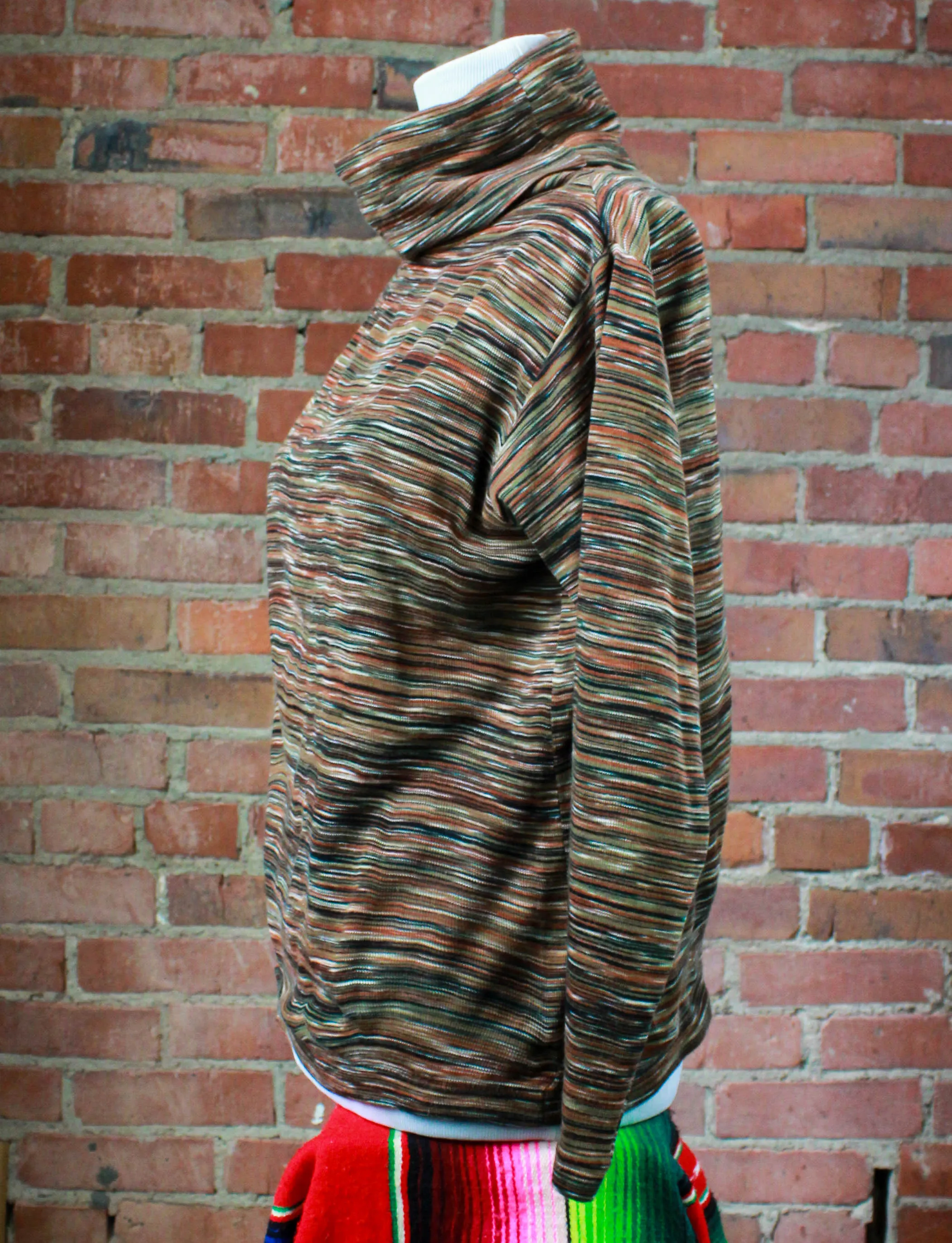 Women's Vintage 70's Turtleneck Sweater Space Dye Pullover Medium
