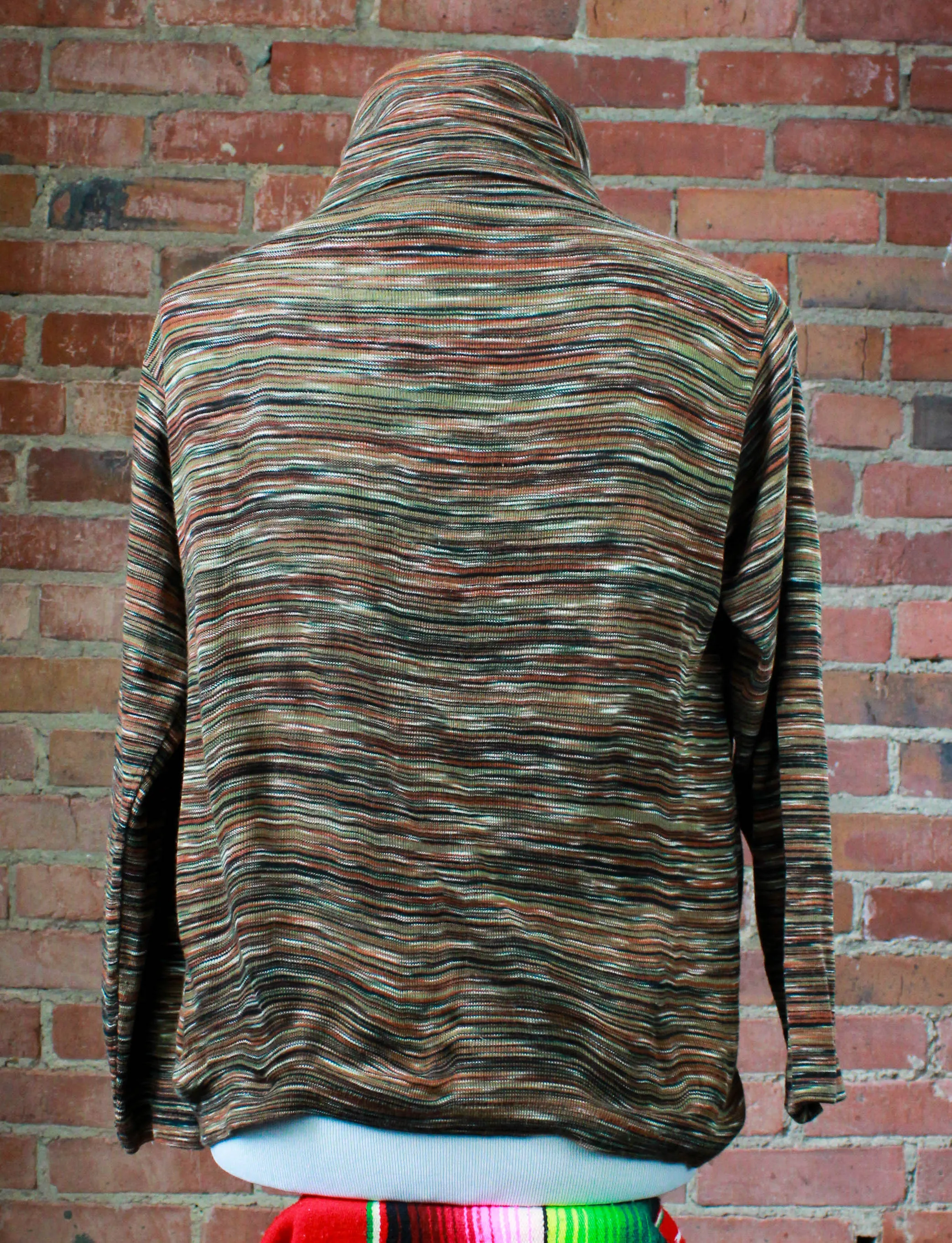 Women's Vintage 70's Turtleneck Sweater Space Dye Pullover Medium