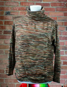Women's Vintage 70's Turtleneck Sweater Space Dye Pullover Medium