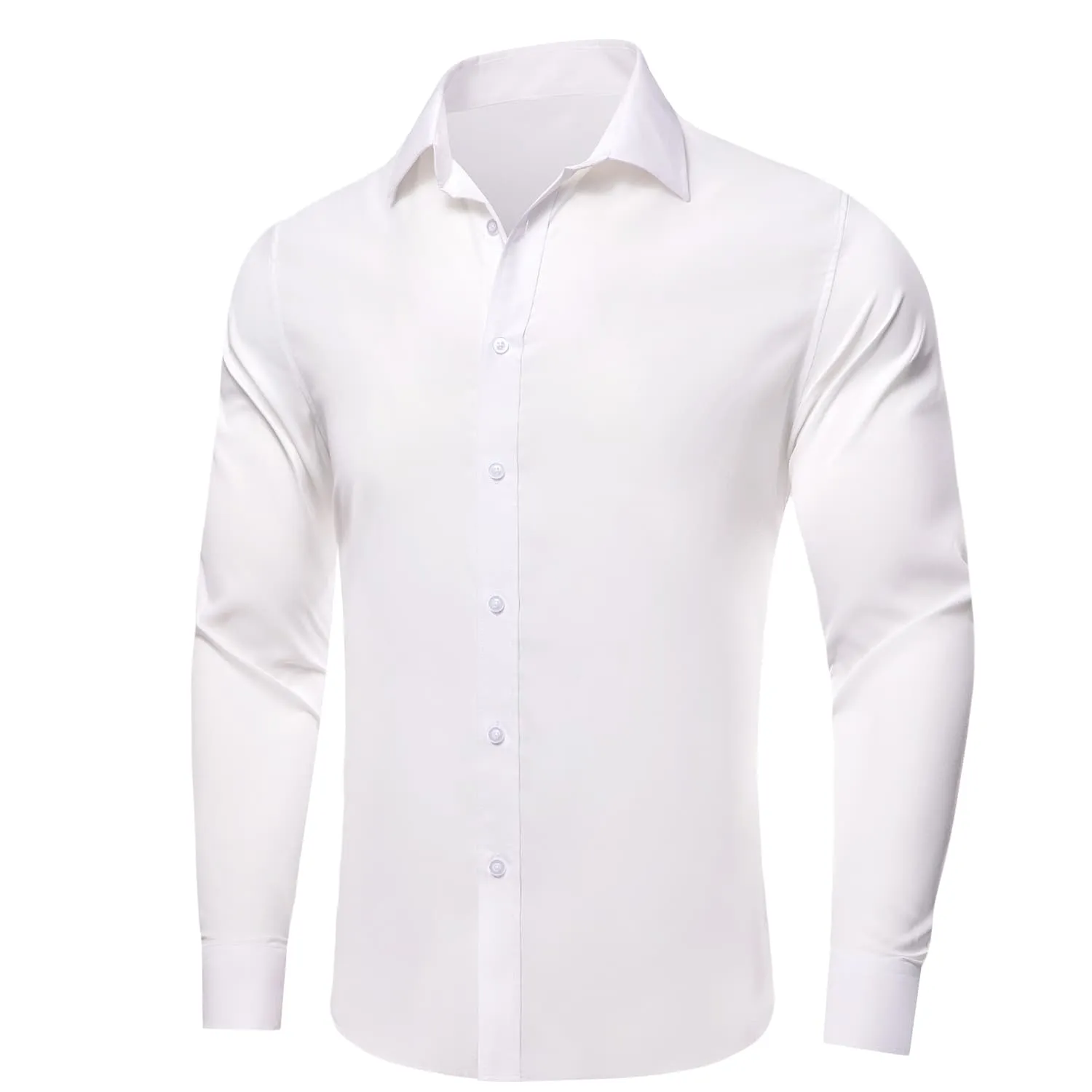 YourTies White Solid Long Sleeve Shirt with Sky Blue Floral Silk Tie for Men